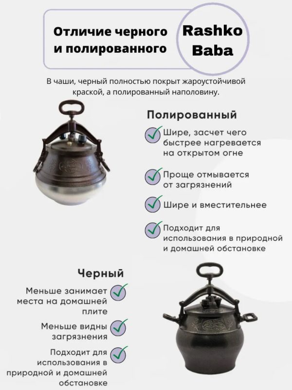 Афганский казан Rashko Baba ltd (полированный, с ручками)